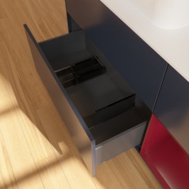 Тумба під раковину Villeroy & Boch Finion 120х50,1 см із підсвічуванням МДФ темно-синій матовий лак/скло біле матове F401HBHG