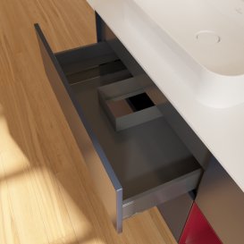 Тумба під раковину Villeroy & Boch Finion 120х50,1 см із підсвічуванням МДФ темно-синій матовий лак/скло біле матове F401HBHG