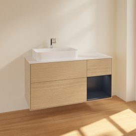 Тумба под раковину Villeroy & Boch Finion 120х50,1 см с подсветкой МДФ шпон дуба/стекло белое матовое F401HGPC