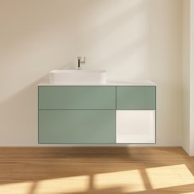 Тумба под раковину Villeroy & Boch Finion 120х50,1 см с подсветкой МДФ оливковый матовый лак/стекло белое матовое F401MTGM