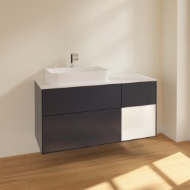 Тумба под раковину Villeroy & Boch Finion 120х50,1 см с подсветкой МДФ темно-синий матовый лак/стекло белое матовое F401MTHG