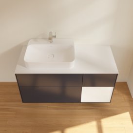 Тумба под раковину Villeroy & Boch Finion 120х50,1 см с подсветкой МДФ темно-синий матовый лак/стекло белое матовое F401MTHG