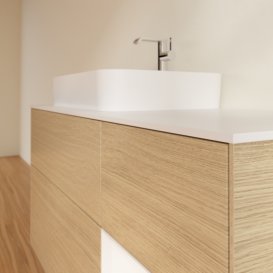 Тумба под раковину Villeroy & Boch Finion 120х50,1 см с подсветкой МДФ шпон дуба/стекло белое матовое F401MTPC