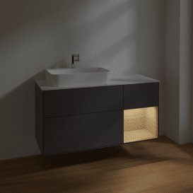 Тумба під раковину Villeroy & Boch Finion 120х50,1 см із підсвічуванням МДФ антрацит матовий лак/скло біле матове F401PCGK