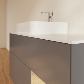 Тумба під раковину Villeroy & Boch Finion 120х50,1 см із підсвічуванням МДФ антрацит матовий лак/скло біле матове F401PCGK