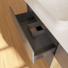Тумба під раковину Villeroy & Boch Finion 120х50,1 см із підсвічуванням МДФ антрацит матовий лак/скло біле матове F401PCGK
