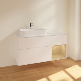 Тумба під раковину Villeroy & Boch Finion 120х50,1 см із підсвічуванням МДФ білий матовий лак/скло біле матове F401PCMT