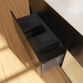 Тумба под раковину Villeroy & Boch Finion 120х50,1 см с подсветкой МДФ черный матовый лак/стекло белое матовое F401PCPD