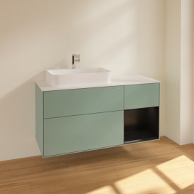 Тумба під раковину Villeroy & Boch Finion 120х50,1 см із підсвічуванням МДФ оливковий матовий лак/скло біле матове F401PDGM