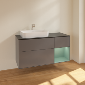 Тумба под раковину Villeroy & Boch Finion 120х50,1 см с подсветкой МДФ антрацит матовый лак/стекло черное матовое F402GMGK