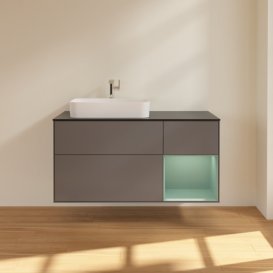 Тумба под раковину Villeroy & Boch Finion 120х50,1 см с подсветкой МДФ антрацит матовый лак/стекло черное матовое F402GMGK