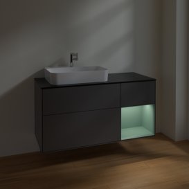Тумба под раковину Villeroy & Boch Finion 120х50,1 см с подсветкой МДФ антрацит матовый лак/стекло черное матовое F402GMGK