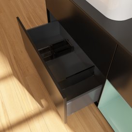Тумба под раковину Villeroy & Boch Finion 120х50,1 см с подсветкой МДФ черный матовый лак/стекло черное матовое F402GMPD