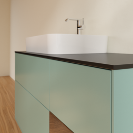 Тумба под раковину Villeroy & Boch Finion 120х50,1 см с подсветкой МДФ оливковый матовый лак/стекло черное матовое F402GNGM