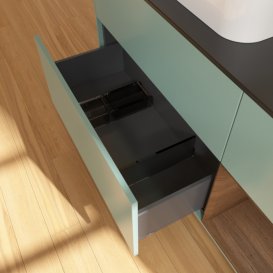 Тумба под раковину Villeroy & Boch Finion 120х50,1 см с подсветкой МДФ оливковый матовый лак/стекло черное матовое F402GNGM