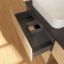 Тумба под раковину Villeroy & Boch Finion 120х50,1 см с подсветкой МДФ шпон дуба/стекло черное матовое F402GNPC