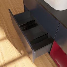 Тумба под раковину Villeroy & Boch Finion 120х50,1 см с подсветкой МДФ темно-синий матовый лак/стекло черное матовое F402HBHG