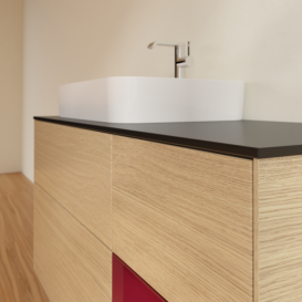 Тумба під раковину Villeroy & Boch Finion 120х50,1 см із підсвічуванням МДФ шпон дуба/скло чорне матове F402HBPC