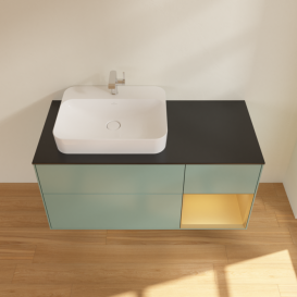 Тумба під раковину Villeroy & Boch Finion 120х50,1 см із підсвічуванням МДФ оливковий матовий лак/скло чорне матове F402HFGM