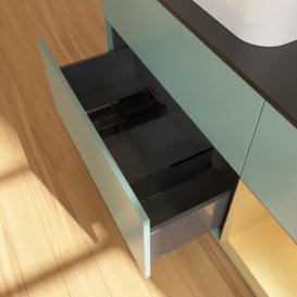 Тумба під раковину Villeroy & Boch Finion 120х50,1 см із підсвічуванням МДФ оливковий матовий лак/скло чорне матове F402HFGM