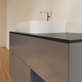 Тумба під раковину Villeroy & Boch Finion 120х50,1 см із підсвічуванням МДФ антрацит матовий лак/скло чорне матове F402HGGK