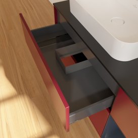 Тумба під раковину Villeroy & Boch Finion 120х50,1 см із підсвічуванням МДФ півонія матовий лак/скло чорне матове F402HGHB