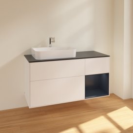 Тумба під раковину Villeroy & Boch Finion 120х50,1 см із підсвічуванням МДФ білий матовий лак/скло чорне матове F402HGMT