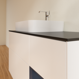 Тумба під раковину Villeroy & Boch Finion 120х50,1 см із підсвічуванням МДФ білий матовий лак/скло чорне матове F402HGMT