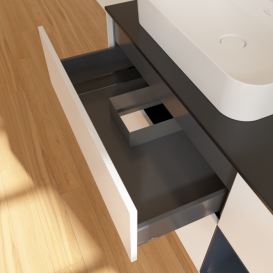 Тумба під раковину Villeroy & Boch Finion 120х50,1 см із підсвічуванням МДФ білий матовий лак/скло чорне матове F402HGMT