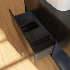 Тумба під раковину Villeroy & Boch Finion 120х50,1 см із підсвічуванням МДФ чорний матовий лак/скло чорне матове F402HGPD