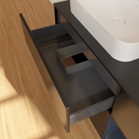 Тумба під раковину Villeroy & Boch Finion 120х50,1 см із підсвічуванням МДФ чорний матовий лак/скло чорне матове F402HGPD