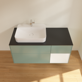 Тумба под раковину Villeroy & Boch Finion 120х50,1 см с подсветкой МДФ оливковый матовый лак/стекло черное матовое F402MTGM