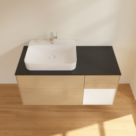 Тумба под раковину Villeroy & Boch Finion 120х50,1 см с подсветкой МДФ шпон дуба/стекло черное матовое F402MTPC