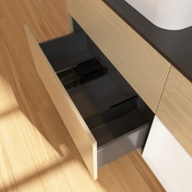 Тумба под раковину Villeroy & Boch Finion 120х50,1 см с подсветкой МДФ шпон дуба/стекло черное матовое F402MTPC