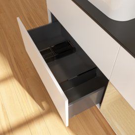 Тумба під раковину Villeroy & Boch Finion 120х50,1 см із підсвічуванням МДФ білий матовий лак/скло чорне матове F402PCMT