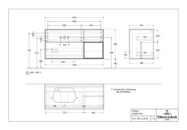 Тумба под раковину Villeroy & Boch Finion 120х50,1 см с подсветкой МДФ пион матовый лак/стекло белое матовое G401GFHB