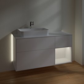 Тумба під раковину Villeroy & Boch Finion 120х50,1 см із підсвічуванням МДФ білий матовий лак/скло біле матове G401GFMT