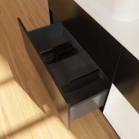 Тумба під раковину Villeroy & Boch Finion 120х50,1 см із підсвічуванням МДФ чорний матовий лак/скло біле матове G401GFPD