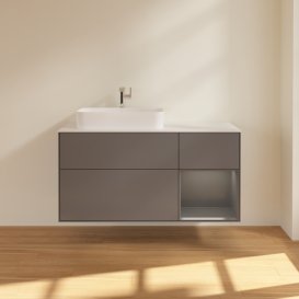 Тумба под раковину Villeroy & Boch Finion 120х50,1 см с подсветкой МДФ антрацит матовый лак/стекло белое матовое G401GKGK