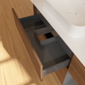 Тумба под раковину Villeroy & Boch Finion 120х50,1 см с подсветкой МДФ шпон грецкого ореха/стекло белое матовое G401GKGN