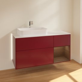 Тумба під раковину Villeroy & Boch Finion 120х50,1 см із підсвічуванням МДФ півонія матовий лак/скло біле матове G401GNHB