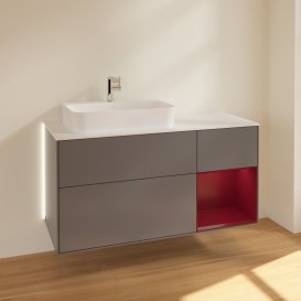 Тумба під раковину Villeroy & Boch Finion 120х50,1 см із підсвічуванням МДФ антрацит матовий лак/скло біле матове G401HBGK