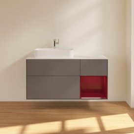 Тумба під раковину Villeroy & Boch Finion 120х50,1 см із підсвічуванням МДФ антрацит матовий лак/скло біле матове G401HBGK