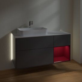 Тумба під раковину Villeroy & Boch Finion 120х50,1 см із підсвічуванням МДФ антрацит матовий лак/скло біле матове G401HBGK