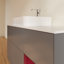 Тумба під раковину Villeroy & Boch Finion 120х50,1 см із підсвічуванням МДФ антрацит матовий лак/скло біле матове G401HBGK