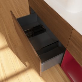 Тумба під раковину Villeroy & Boch Finion 120х50,1 см із підсвічуванням МДФ шпон волоського горіха/скло біле матове G401HBGN