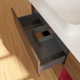 Тумба під раковину Villeroy & Boch Finion 120х50,1 см із підсвічуванням МДФ шпон волоського горіха/скло біле матове G401HBGN