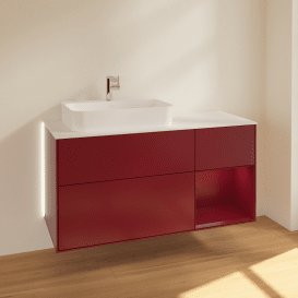 Тумба під раковину Villeroy & Boch Finion 120х50,1 см із підсвічуванням МДФ півонія матовий лак/скло біле матове G401HBHB