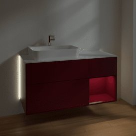 Тумба під раковину Villeroy & Boch Finion 120х50,1 см із підсвічуванням МДФ півонія матовий лак/скло біле матове G401HBHB
