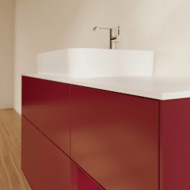 Тумба під раковину Villeroy & Boch Finion 120х50,1 см із підсвічуванням МДФ півонія матовий лак/скло біле матове G401HBHB